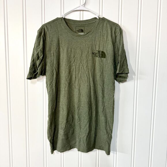 THE NORTH FACE Shirt Mens Size Small Green Short Sleeve Cotton Camping Graphic - Picture 1 of 3